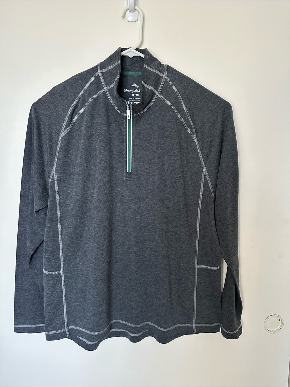 Tommy Bahama Charcoal Long-Sleeve 1/4 zip Shirt Size XL